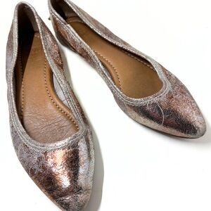 Metallic Rose Gold Pointed Toe Ballet Flats